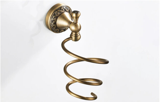 Support mural pour sèche-cheveux en laiton