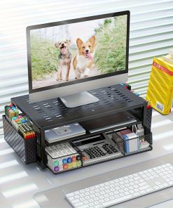 Organisateur de Bureau & Support Écran Ergonomique