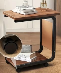 Petite Table en C à roulettes avec pochette latérale
